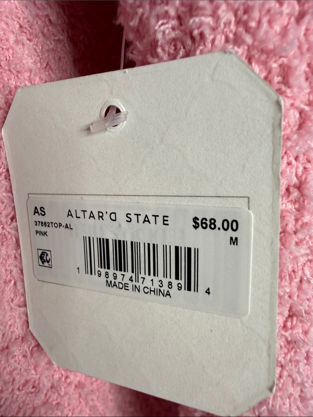 Altar'd State Pink Heart Fuzzy Crewneck Sweater - Picture 4 of 5